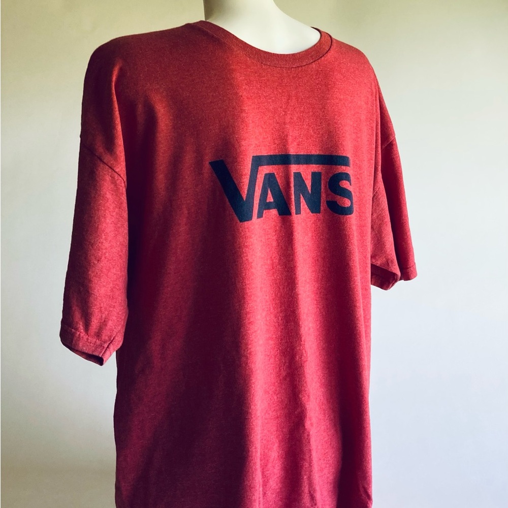 New Men’s Vans Red Pink Cotton Polyester Short Sleeve Shirt size XL - Picture 3 of 7